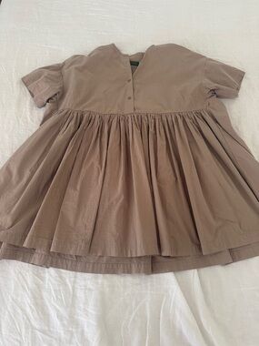 Relaxed CASEY CASEY Peplum Button-Front Blouse in Taupe (orig. $1000)